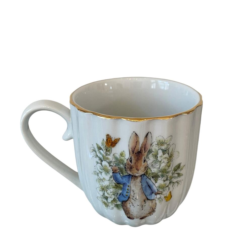 2pk Beatrix Potter Peter Rabbit Spring Floral Ceramic Ribbed 14oz Coffee Mug - Picture 12 of 14